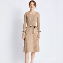 New Fashionable Knit Short Sleeve Lady Elegant Office Casual Dresses